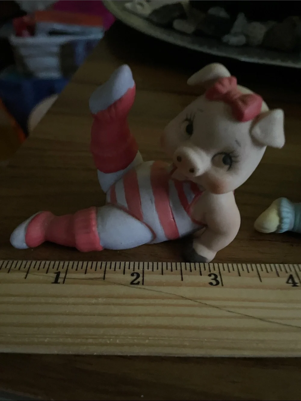 Pastel Pig Figurine Pair - Pink & Lavender exercise or Pilates so cute.